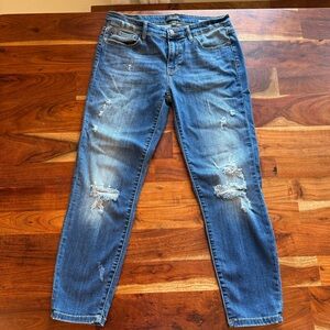 Judy Blue Relaxed Fit Distressed Stretch Denim Jeans Medium Wash Women's 13/31